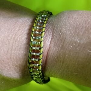 Green pink Aurora borealis Beads beaded bracelet tree button clasp